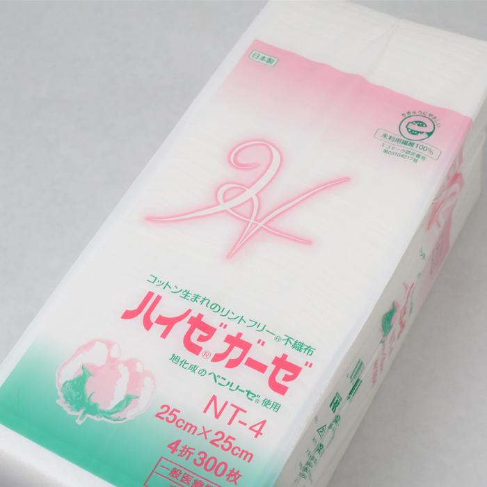 川本産業 ハイゼガーゼ NT-4 25cm×25cm 4折 (300枚入) 不織布ガーゼ