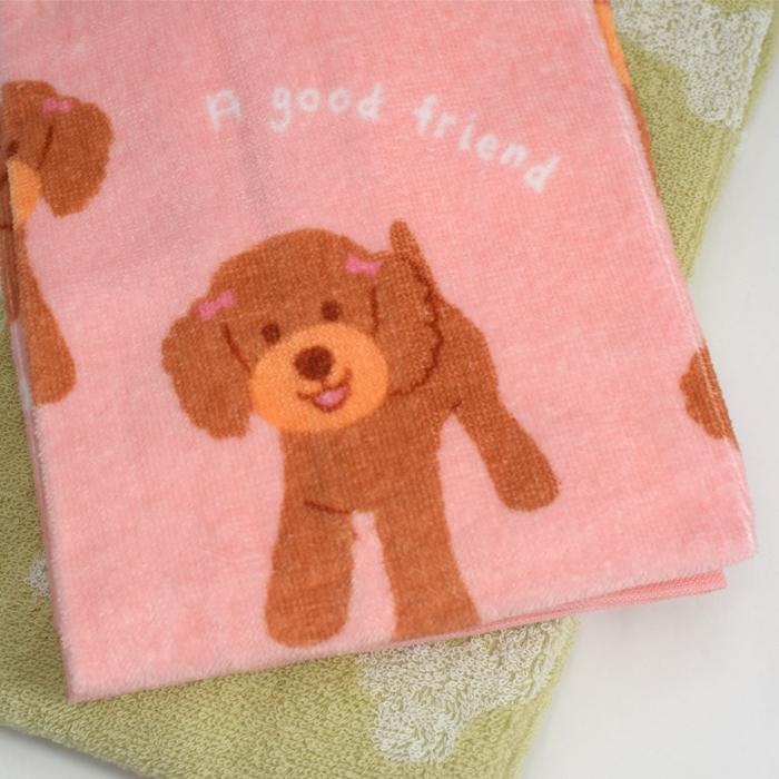 ワンダフルピース トイプードル フェイスタオル 2枚組 補助犬育成