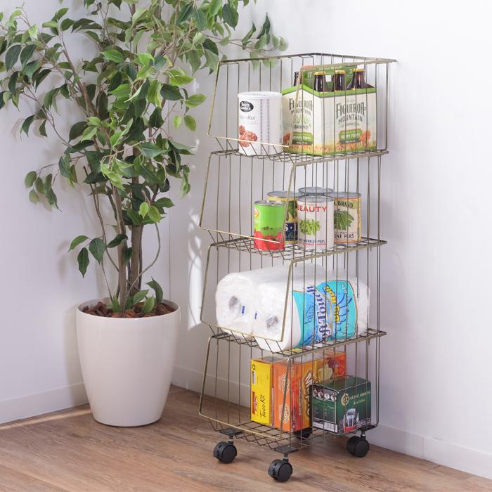 スタッキングワゴン 4段 家具 収納 おしゃれ 送料無料 東谷 AKB-439 | 東谷 | 02