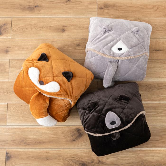 東谷 アニマルサンドクッション 防寒 ブランケット フランネル ボア