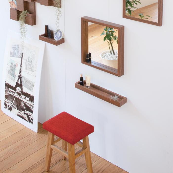 ミラー 鏡 壁掛け 置き ひとり暮らし 正方形 ウォルナット 送料無料 東谷 MU-034 | 東谷 | 05