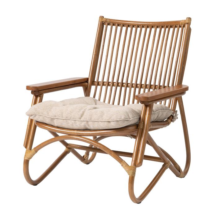 東谷 椅子 パーソナルチェア ラタン 天然木 クッション付き 父の日 母