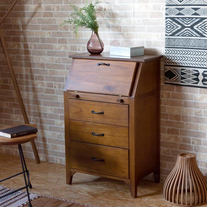 ライティングチェスト  収納 天然木 ラッカー塗装 インテリア 送料無料 東谷 PM-317 | 東谷 | 01