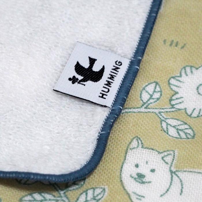 タオルハンカチ HUMMING 柴犬 ネコ 日本製 ガーゼ コットン100