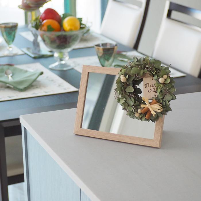 ミラー フラワーアレンジ 卒業 入学 祝い 鏡 ドライフラワー 花 飾り