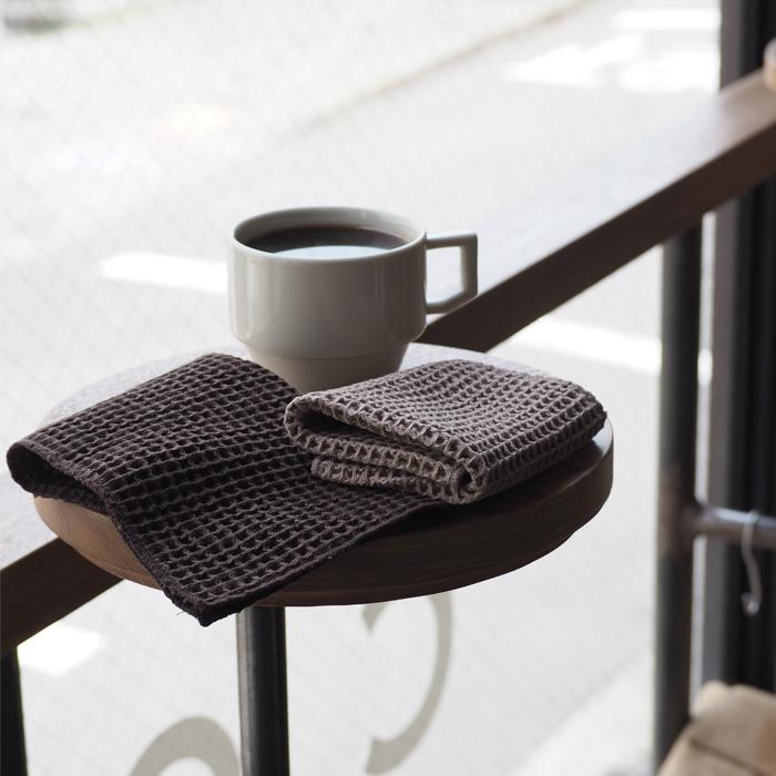 ハンカチ コーヒー染め ワッフル 綿 コットン100％ 日本製 珈琲 Hills