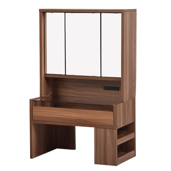 木製三面鏡ドレッサー 引き出し付き 定価¥36,990 JK-PLAN ドレッサー ロータイプ 三面鏡 インテリア コンセント 収納
