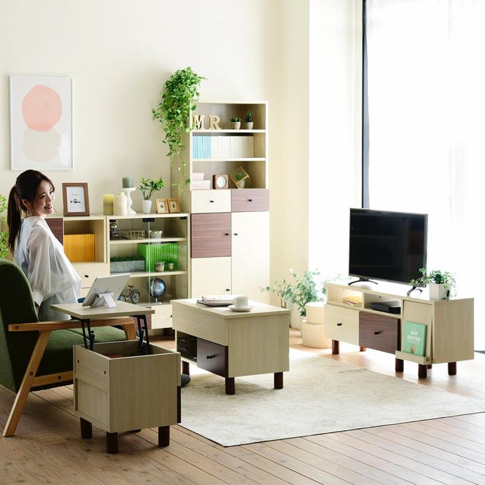 【時間限定】ピアノブラックテレビ台 引き出し付き テレビセット JK-PLAN（ジェイケイ・プラン） 伸縮 テレビ台 引き出し フラップ扉 高