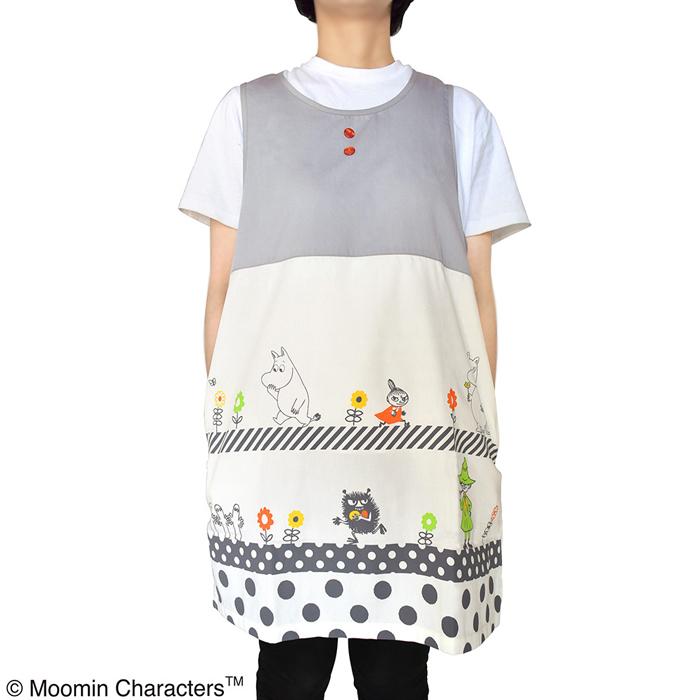 ムーミン エプロン みんなでおさんぽ グレー アイボリー 看護師 介護士 保育士 北欧 | MOOMIN | 04