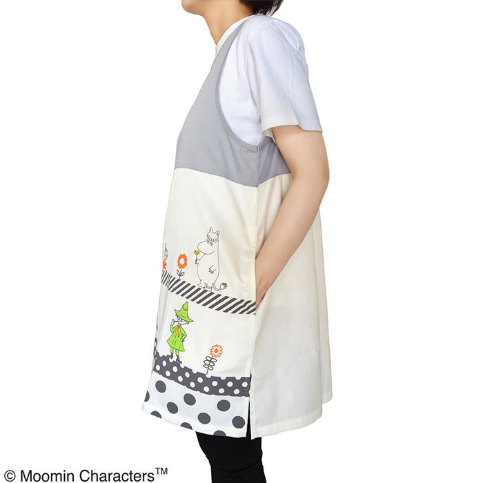ムーミン エプロン みんなでおさんぽ グレー アイボリー 看護師 介護士 保育士 北欧 | MOOMIN | 07