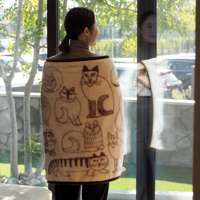 ひざ掛け リサラーソン スケッチキャット ブランケット ねこ 北欧 防寒 LISALARSON | Lisa Larson | 04