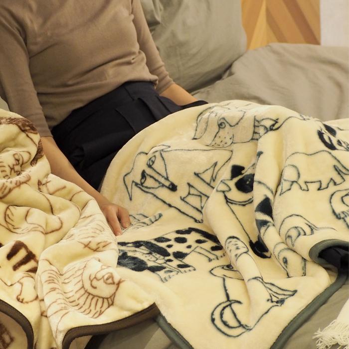 Lisa Larson（リサラーソン） ひざ掛け スケッチドッグ ブランケット