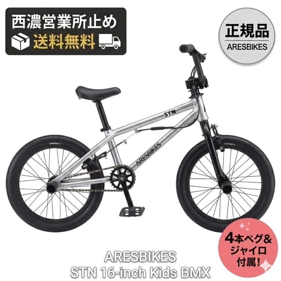 ARES STN BMX 自転車 シルバー・ブラック 16インチ ARESBIKES（アーレスバイク） ARESBIKES STN 16インチ キッズBMX