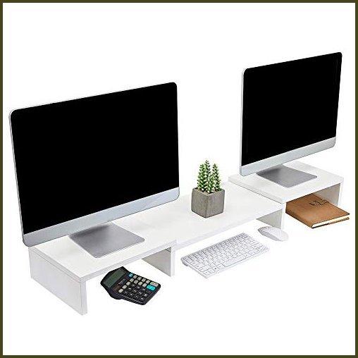 Superjare Updated Monitor Stand Riser, Adjustable Screen Stand for Laptop Computer/TV/PC, Multifunctional Desktop Organizer - White【新品 ディスプレイアダプタ Superjare Updated Monitor Stand Riser, Adjustable Screen Stand for Laptop Computer/TV/PC, Multifunctional Desktop Organizer - White【新品 ディスプレイアダプタ