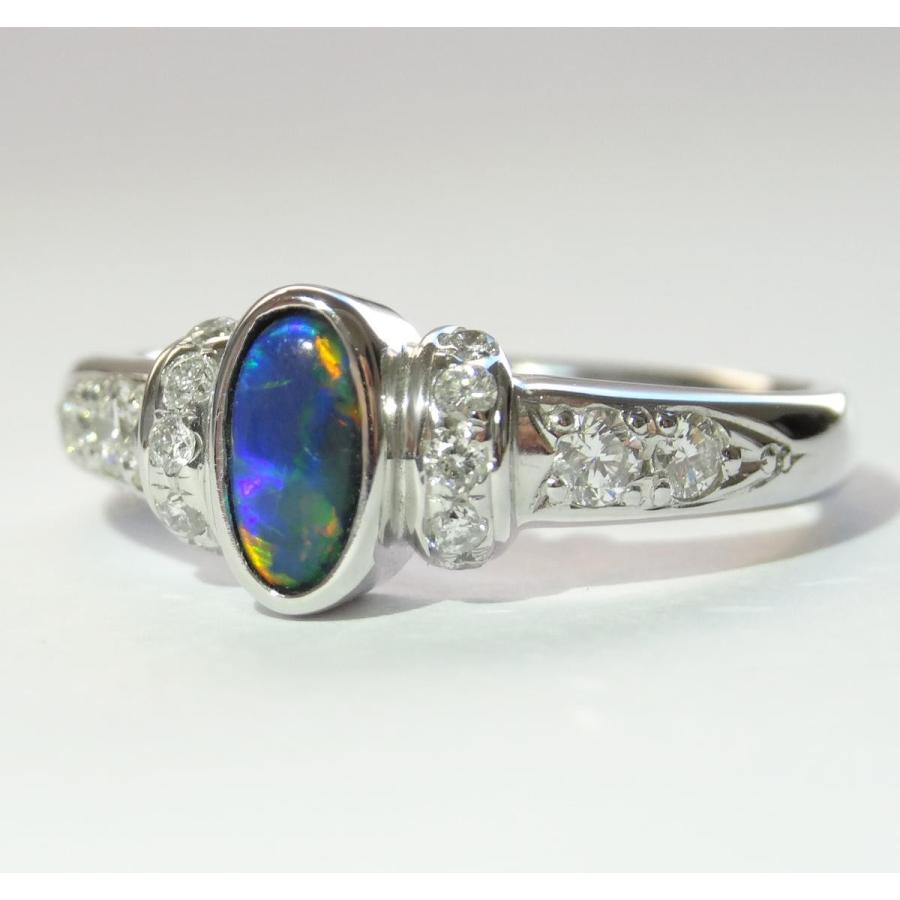 プラチナ PT900 ブラックオパール リング 指輪 天然 ダイヤモンド プラチナ900 希少 |  | 01