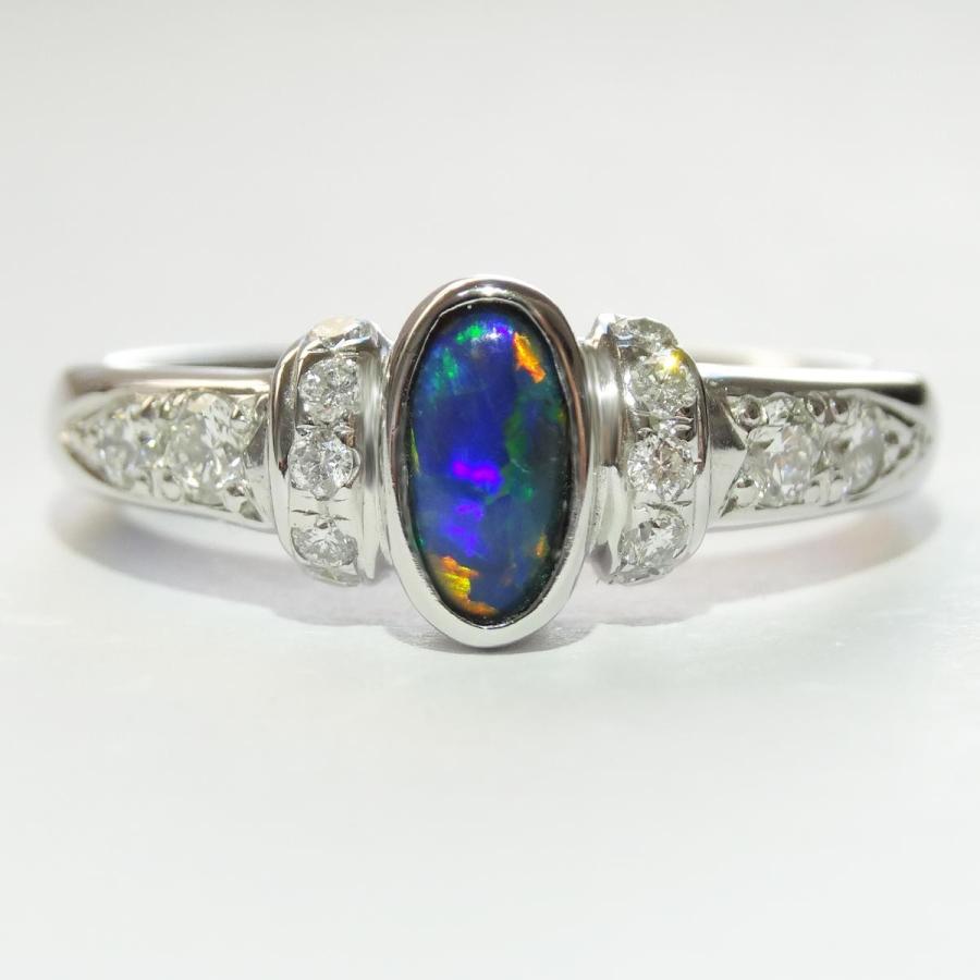 プラチナ PT900 ブラックオパール リング 指輪 天然 ダイヤモンド プラチナ900 希少 |  | 02