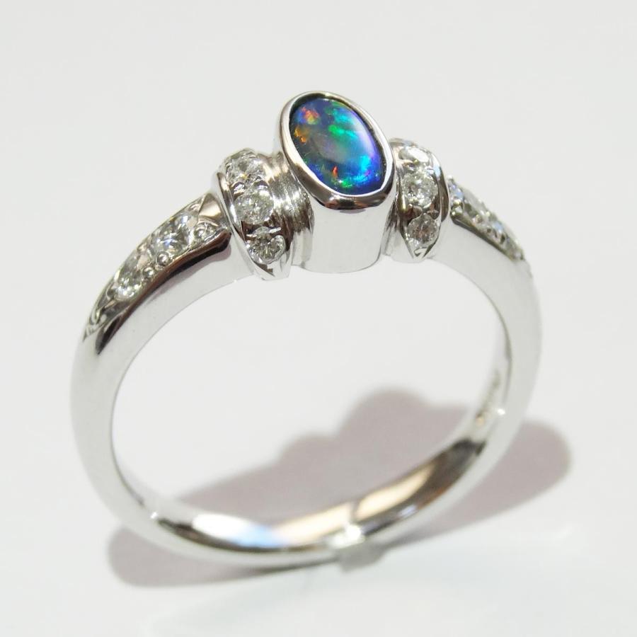 プラチナ PT900 ブラックオパール リング 指輪 天然 ダイヤモンド プラチナ900 希少 |  | 03