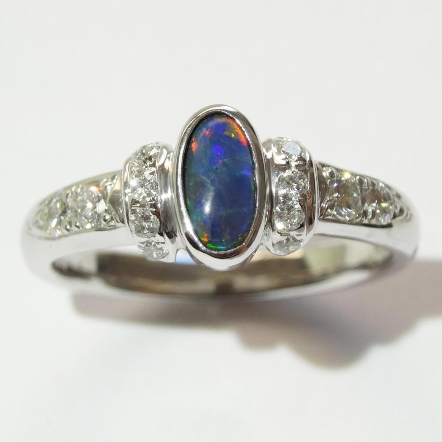 プラチナ PT900 ブラックオパール リング 指輪 天然 ダイヤモンド プラチナ900 希少 |  | 07