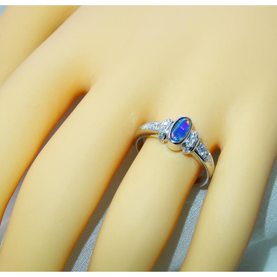 プラチナ PT900 ブラックオパール リング 指輪 天然 ダイヤモンド プラチナ900 希少 |  | 08