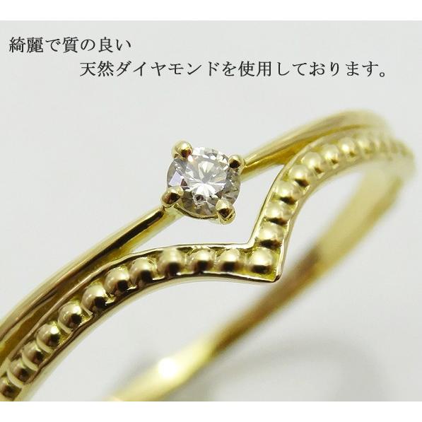 K18 リング 指輪　天然 ダイヤモンド ピンキーリング 18金 ゴールド 普段使い 高品質　クール ティアラモチーフの画像