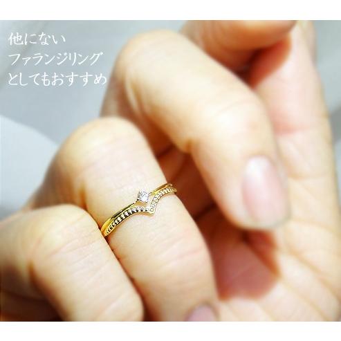 K18 リング 指輪　天然 ダイヤモンド ピンキーリング 18金 ゴールド 普段使い 高品質　クール ティアラモチーフの画像
