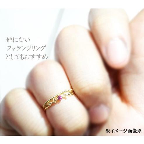 おすすめ K18 リング 指輪　天然 ルビー ピンキーリング キュートタイプ 18金 ゴールド 普段使い 高品質　ティアラモチーフ　母の日 |  | 05