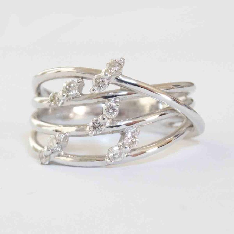 プラチナ ダイヤモンド リング コスモラインデザイン 0.22ct PT900 指輪 天然 シンプル 11号の画像