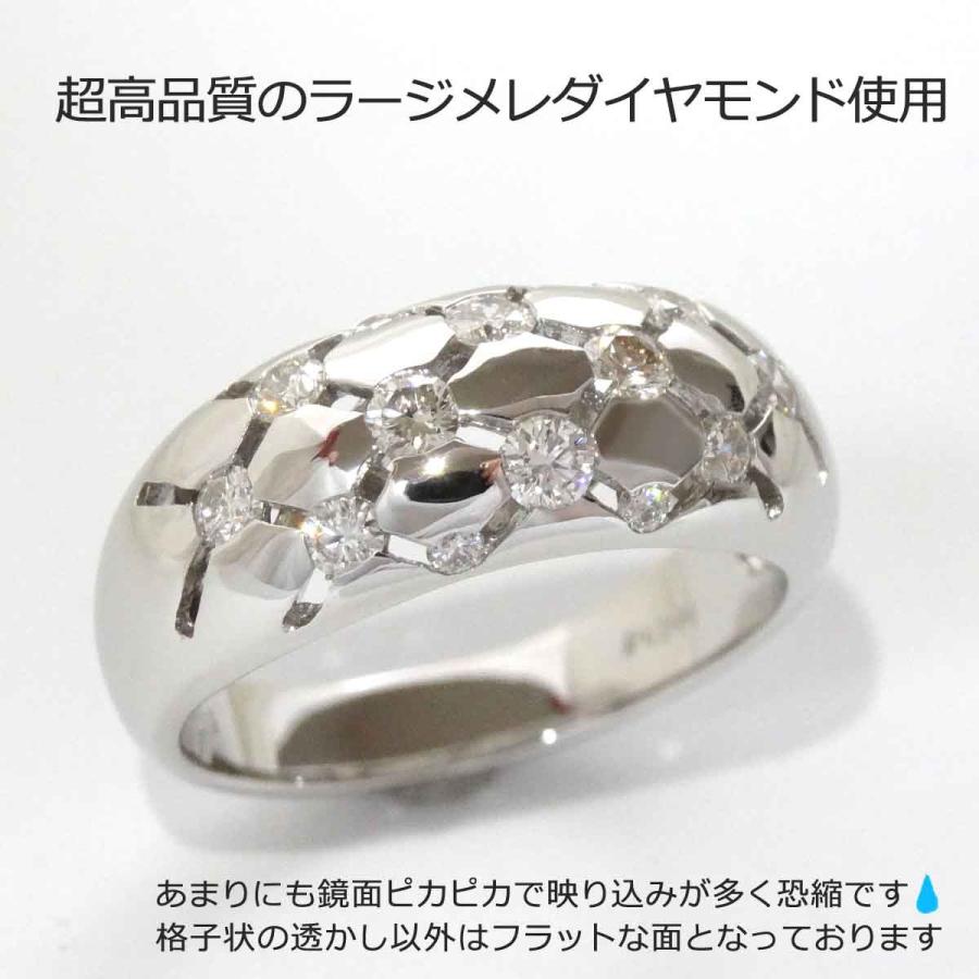 プラチナ ダイヤモンド リング ギラギラ 高級ラージメレダイヤモンド 0.5ct PT900 指輪 天然 シンプル 12号の画像