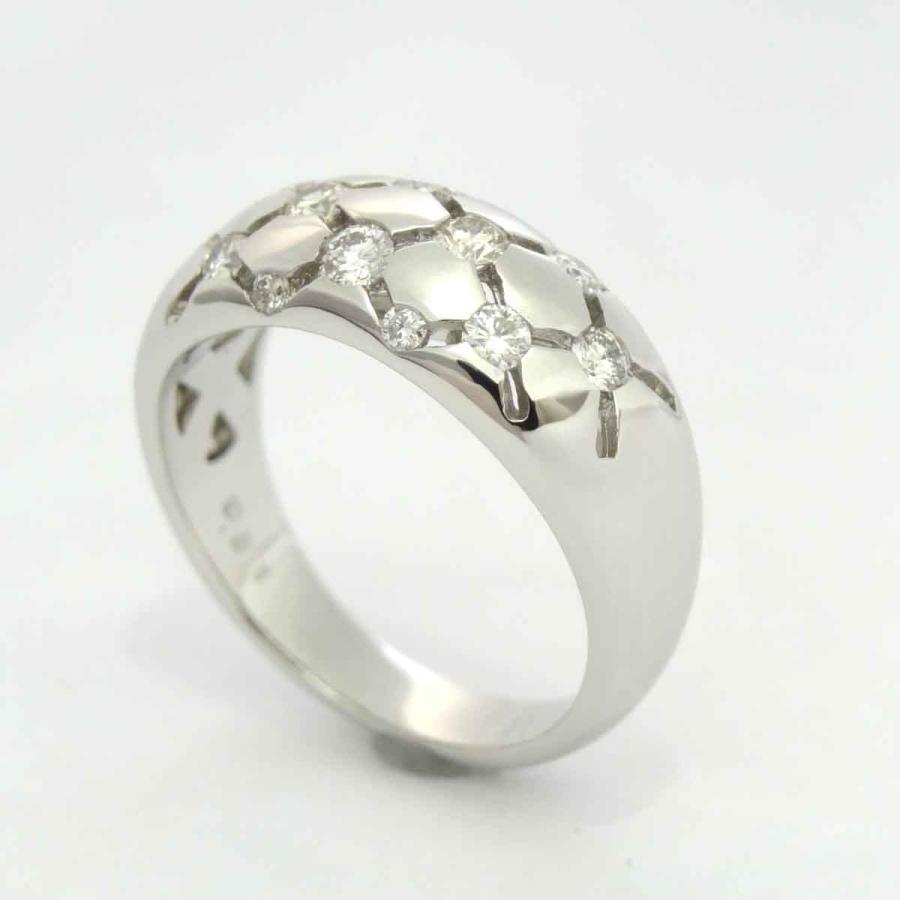 プラチナ ダイヤモンド リング ギラギラ 高級ラージメレダイヤモンド 0.5ct PT900 指輪 天然 シンプル 12号の画像
