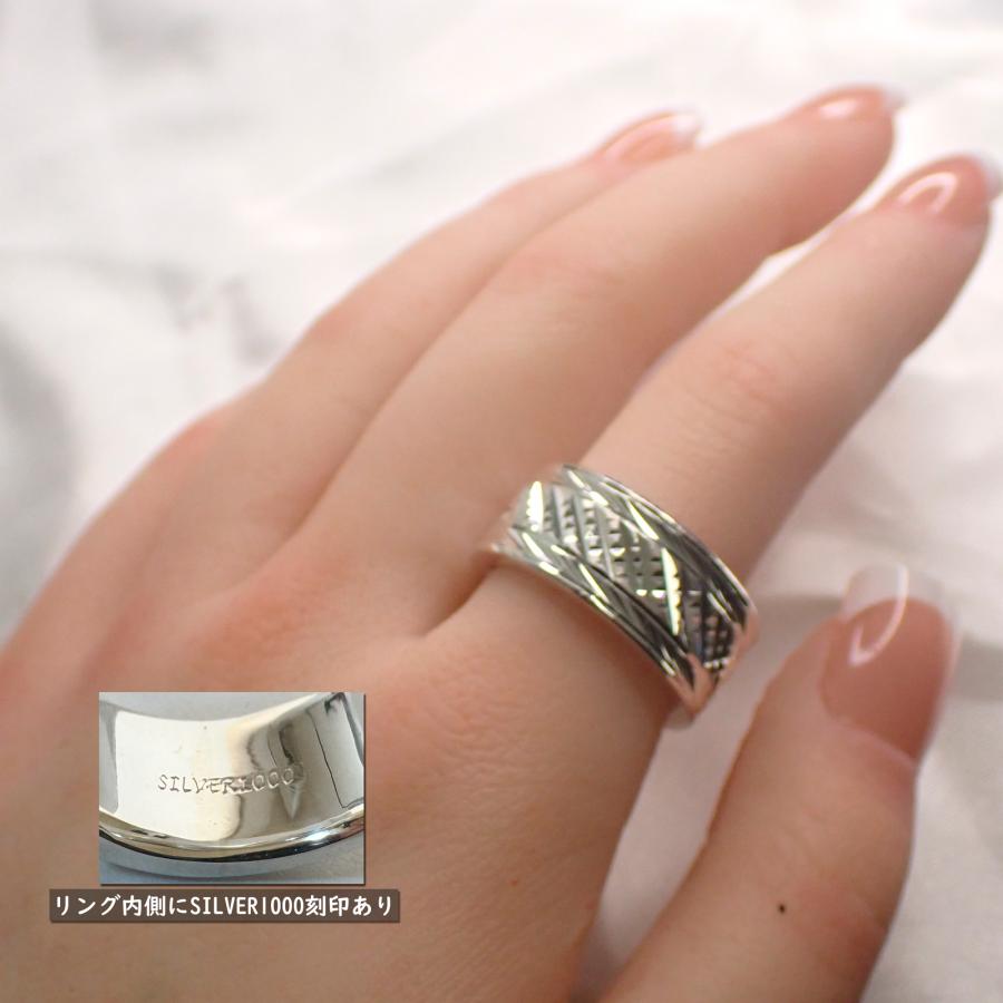 リング 指輪 レディース メンズ シルバー アクセサリー プレゼント シルバーリング SV1000 純銀 10mm 太め 幅広 クロス　ダイヤモンドミラーカット |  | 03