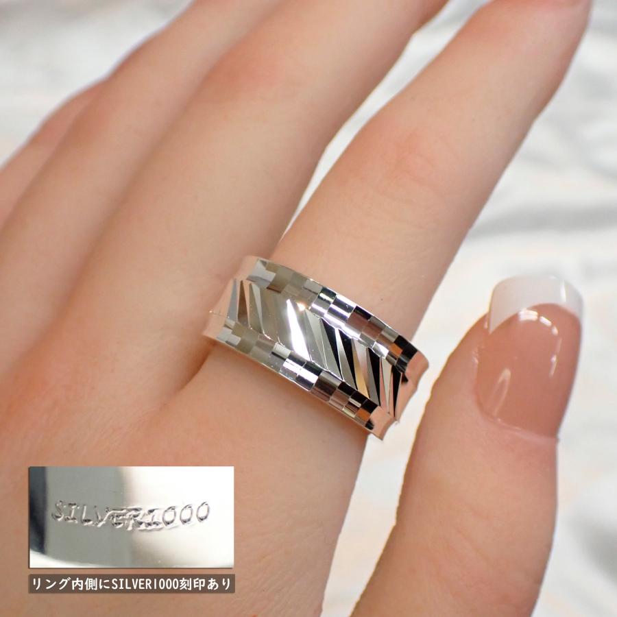 リング 指輪 メンズ レディース シルバー アクセサリー プレゼント シルバーリング SV1000 10mm 太め 幅広 ダイヤモンド ミラー カット |  | 03