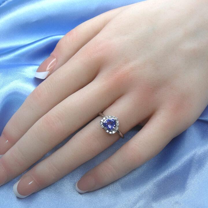 タンザナイト ダイヤ リング 天然 プラチナ PT900 ハート シンプル 