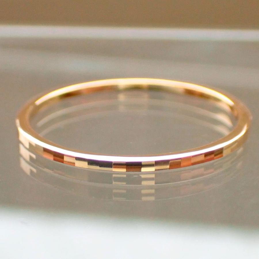 18金 K18 リング ダイヤモンドミラーカット 上品 1mm幅 レディース