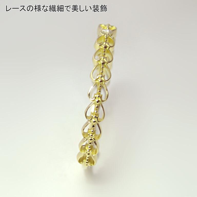 リング レディース 18金 レース デザイン 指輪 K18 ピンク ホワイト ゴールド YG PG WGの画像
