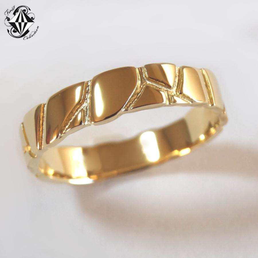 K18 18金 リング 指輪 氷河 幅広 おしゃれ デザイン レディース メンズ