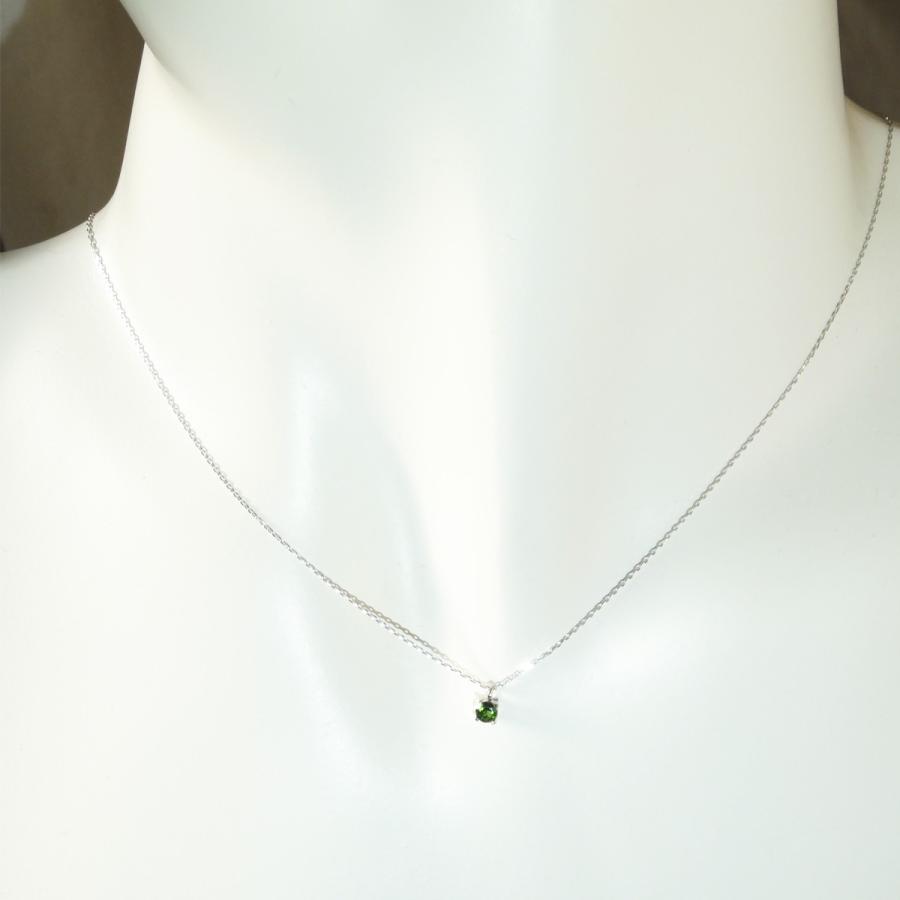18金 ホワイトゴールド クロムトルマリン ペンダント プチ ネックレス