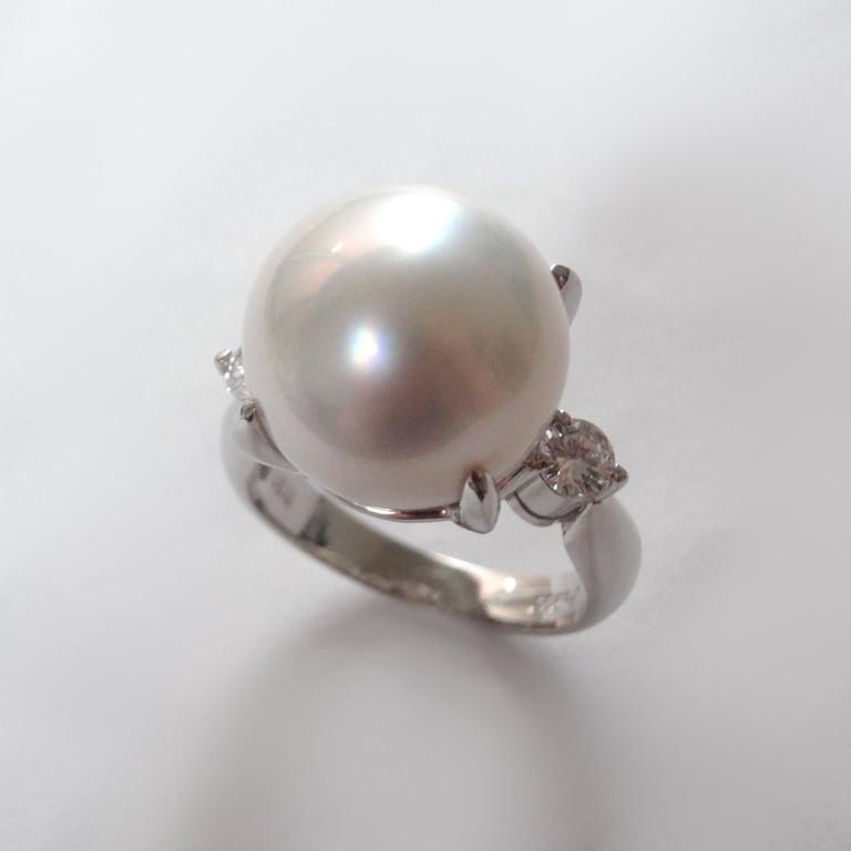 南洋 大珠 真珠 リング 13mm ダイヤモンド 0.31ct レディース 指輪 