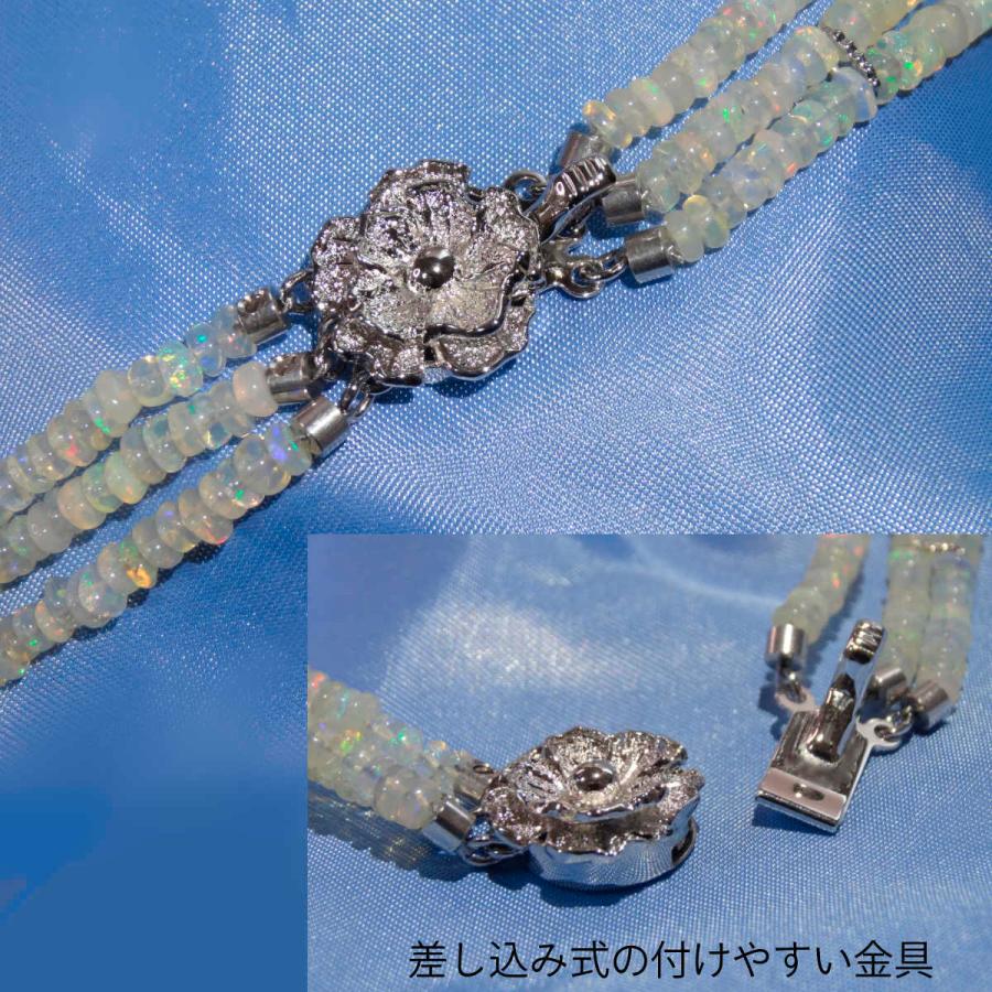 エチオピアオパール オパール 天然 3連 ネックレス シルバー シンプル 