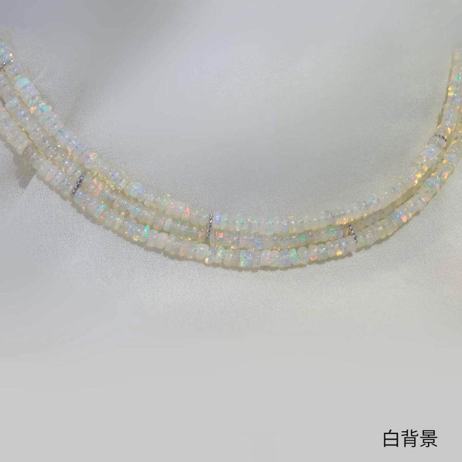 エチオピアオパール オパール 天然 3連 ネックレス シルバー シンプル 