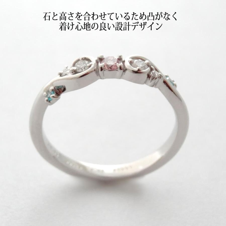 ピンクダイヤモンド パライバトルマリン リング 指輪 プラチナ PT900 天然 非加熱  希少石 ウェーブAタイプの画像