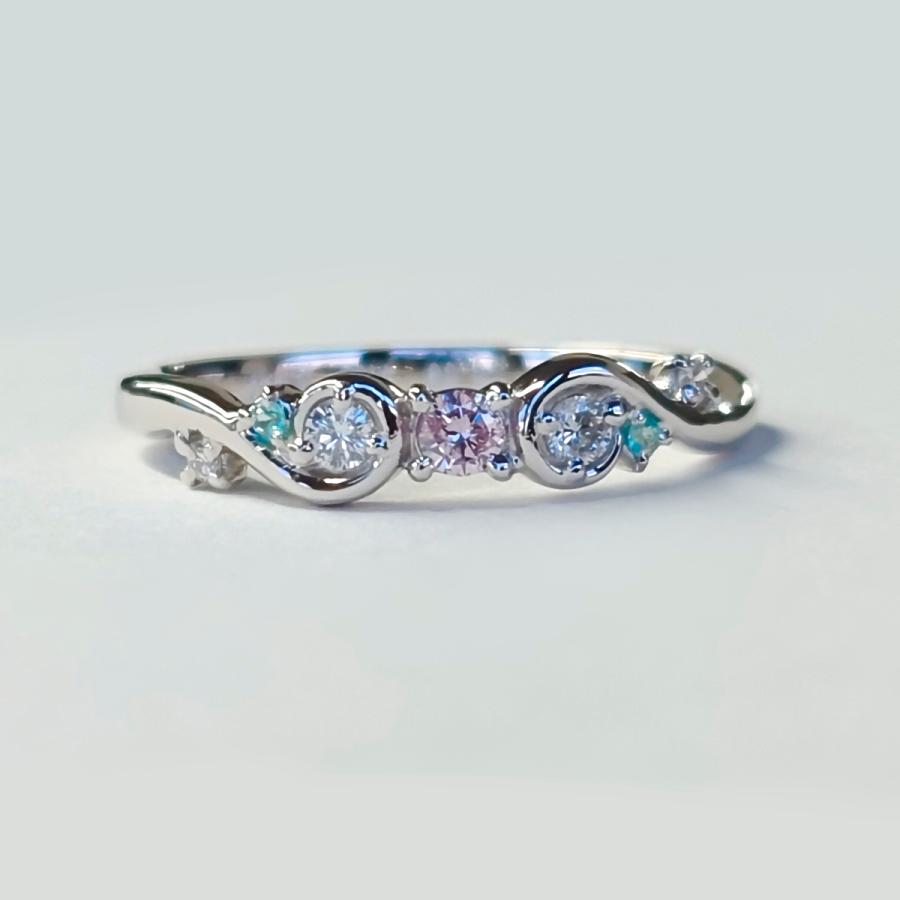 ピンクダイヤモンド パライバトルマリン リング 指輪 プラチナ PT900