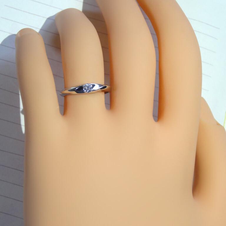 リング プラチナ PT900 ダイヤモンド VS グレード 0.1CT ウェーブ