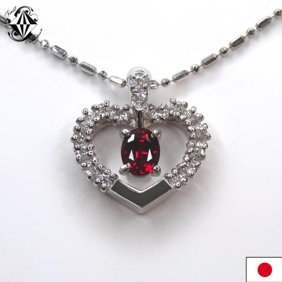 ピジョンブラッド ルビー ペンダント PT900 ハート ダイヤ レディース