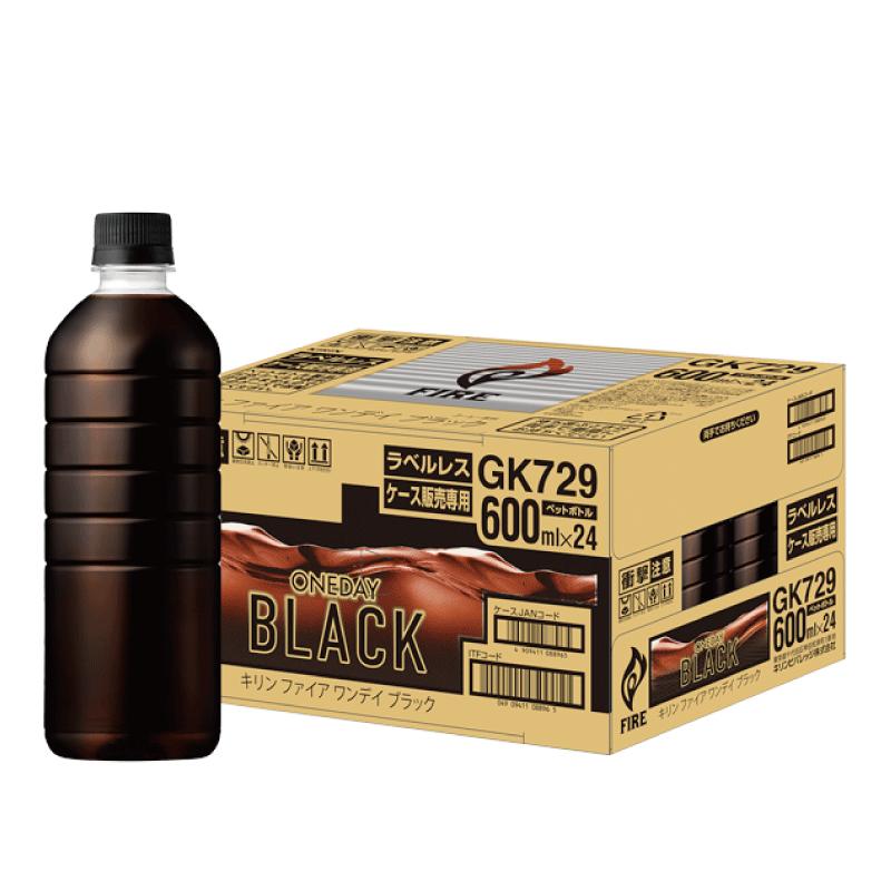 送料無料 キリン ファイア ワンデイブラック 600ml ラベルレス 2箱【48本】（one day ワンデー Black fire） | FIRE | 01