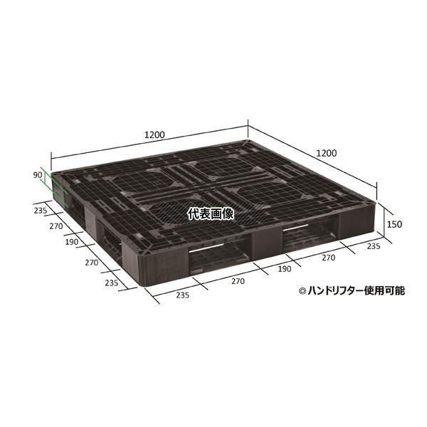 日本プラパレット LA-1212RR フ゛ラツク パレット 片面四方 ブラック_2