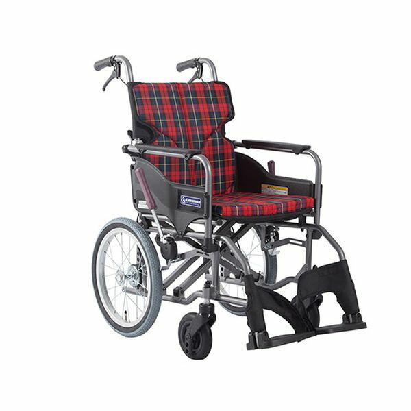 カワムラサイクル 車いす（アルミ製・背折れ式）　赤チェック　535×960×915mm KMD-A16-40-M A10 1台
