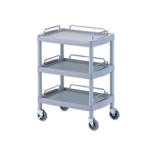 アズワン(AS ONE) プラスチックワゴン3段 ガードレール付き 655×455×825mm Y201F 1台