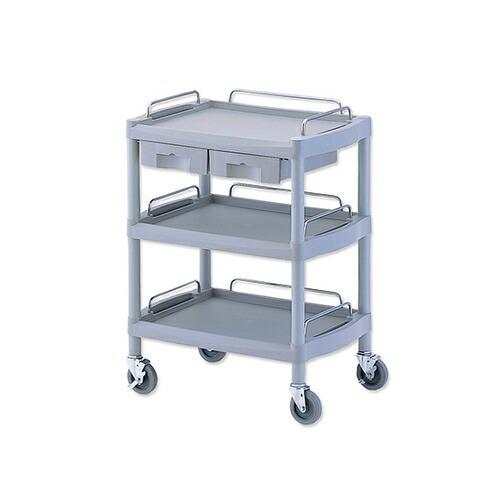 アズワン(AS ONE) プラスチックワゴン3段 引出し2個・ガードレール付き 655×455×825mm Y201H 1台