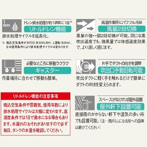 ダイキン工業 スポットエアコン クリスプ(一体型)SUBSP1HT 三相200V　床置スリム・直吹形 1人用 [法人限定]_2