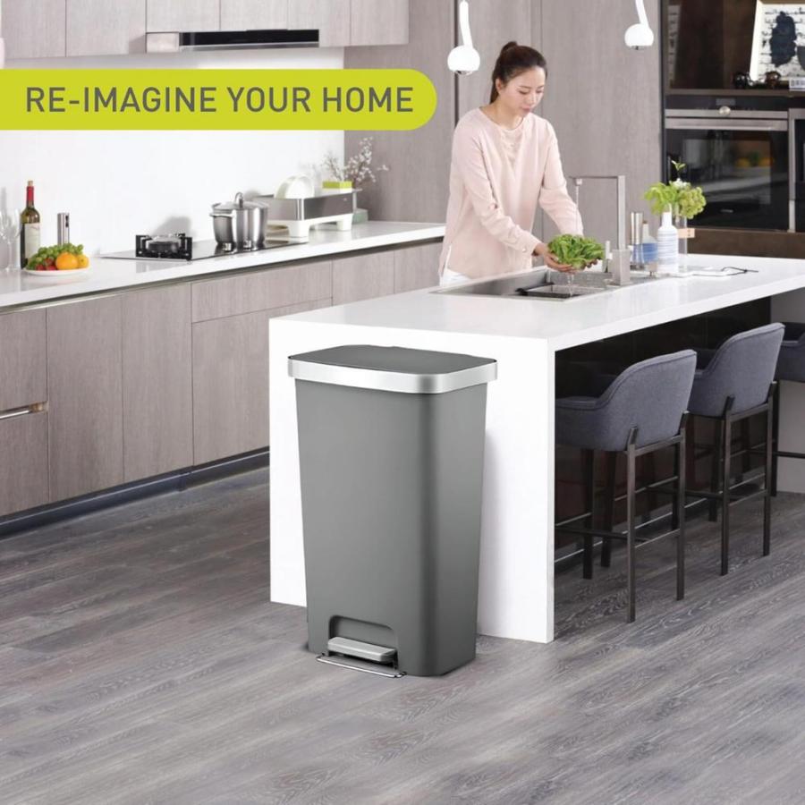 EKO JAPAN ハナプラスチックステップビン45L グレー [EK6266-45L-GR]の画像